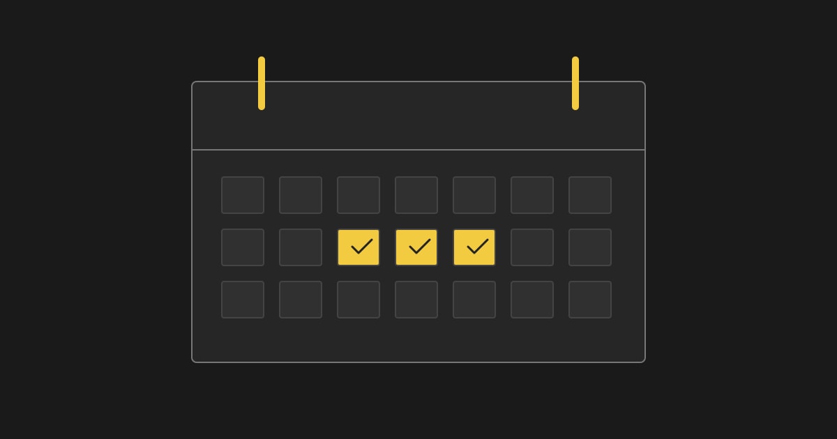 Kalender met een geselecteerde huurperiode van drie dagen.